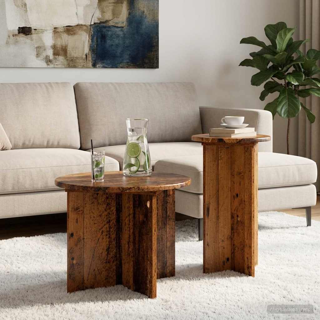 vidaXL Zestaw stolików bocznych 2 pcs Stare drewno Drewno inżynieryjne