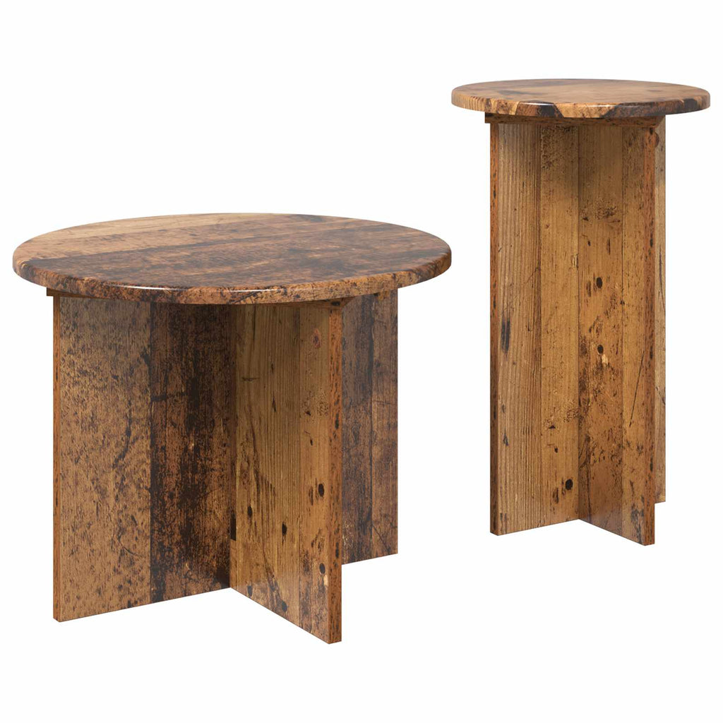vidaXL Zestaw stolików bocznych 2 pcs Stare drewno Drewno inżynieryjne