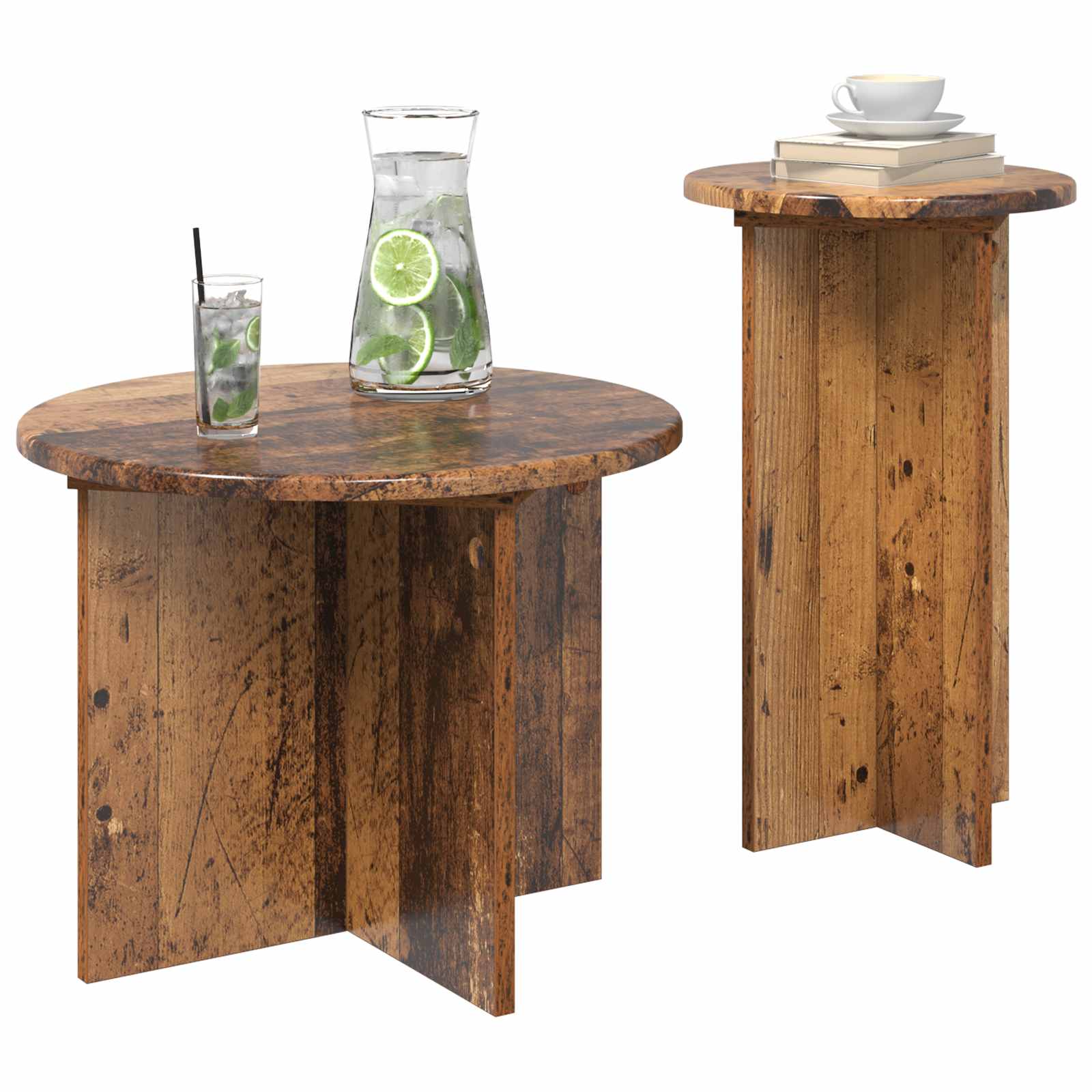 vidaXL Zestaw stolików bocznych 2 pcs Stare drewno Drewno inżynieryjne