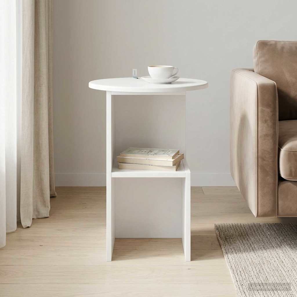 vidaXL Stolik boczny Biały Ø 39,5 x 55 cm Drewno inżynieryjne