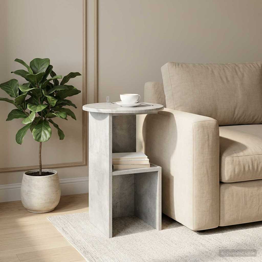 vidaXL Stolik boczny Betonowy szary Ø 39,5 x 55 cm Drewno inżynieryjne