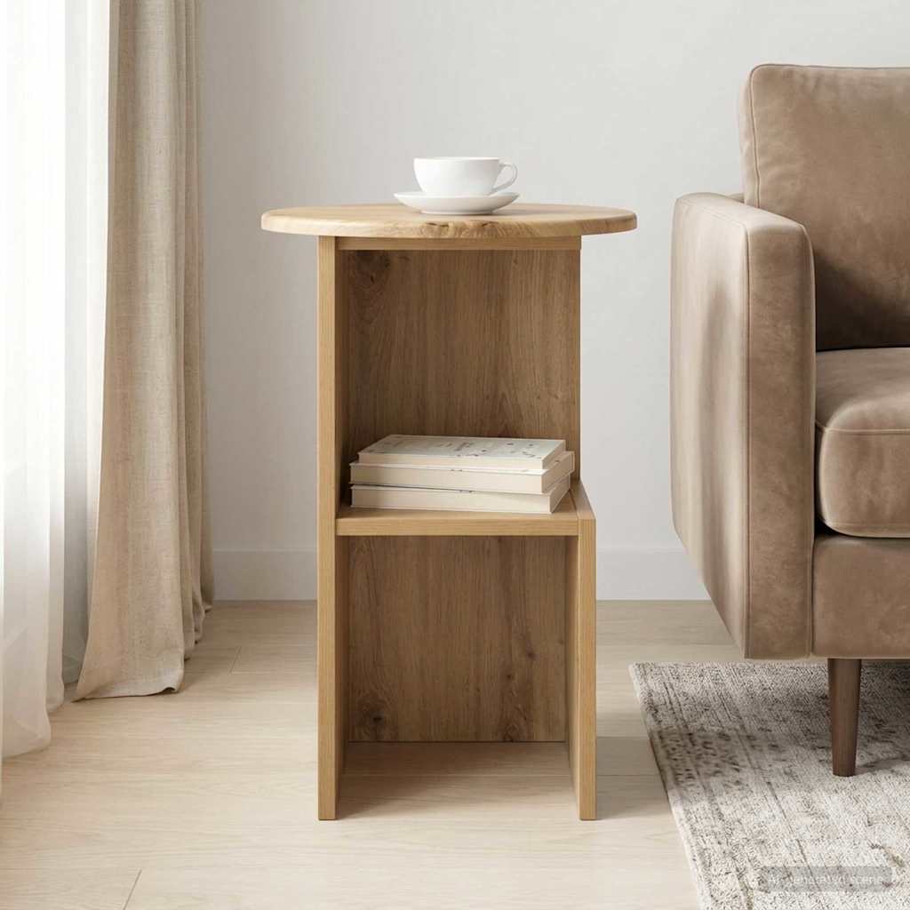 vidaXL Stolik boczny Dąb artisan Ø 39,5 x 55 cm Drewno inżynieryjne