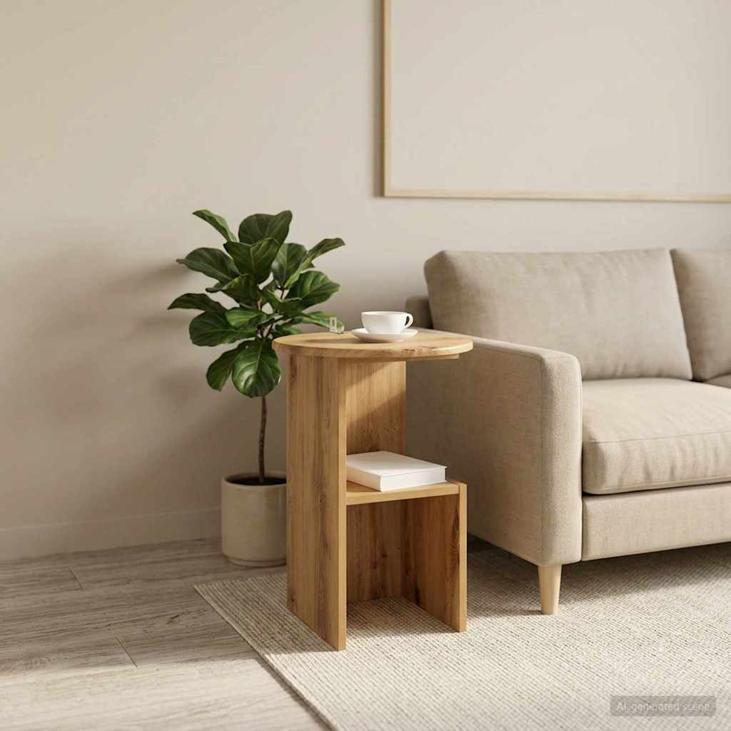 vidaXL Stolik boczny Dąb artisan Ø 39,5 x 55 cm Drewno inżynieryjne