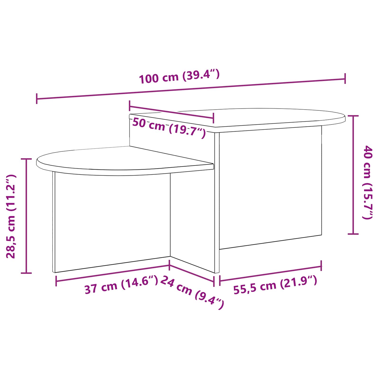 vidaXL Stolik kawowy Biały 100 x 50 x 40 cm Drewno inżynieryjne