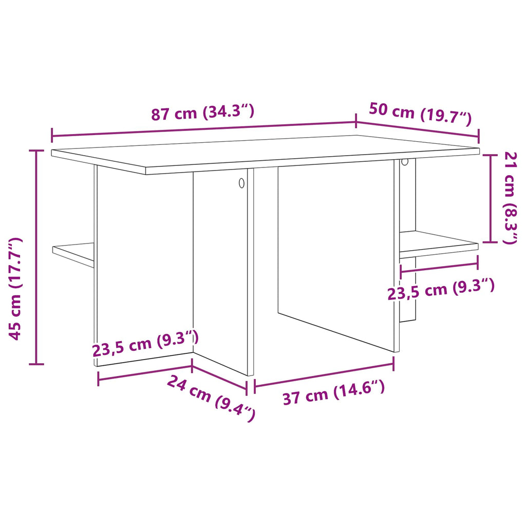 vidaXL Stolik kawowy dąb Sonoma 87 x 50 x 45 cm Drewno inżynieryjne