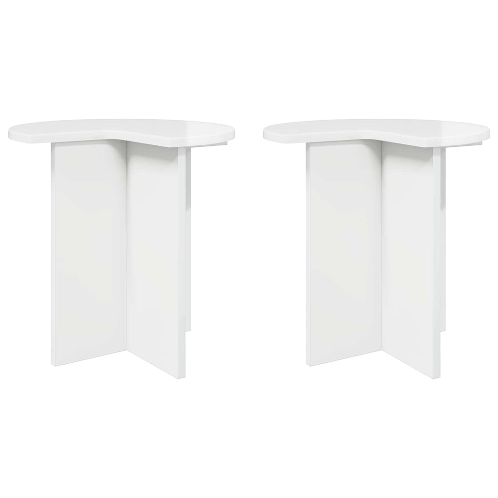 vidaXL Stolik boczny 2 pcs Biały wysoki połysk Ø 39 x 38 cm