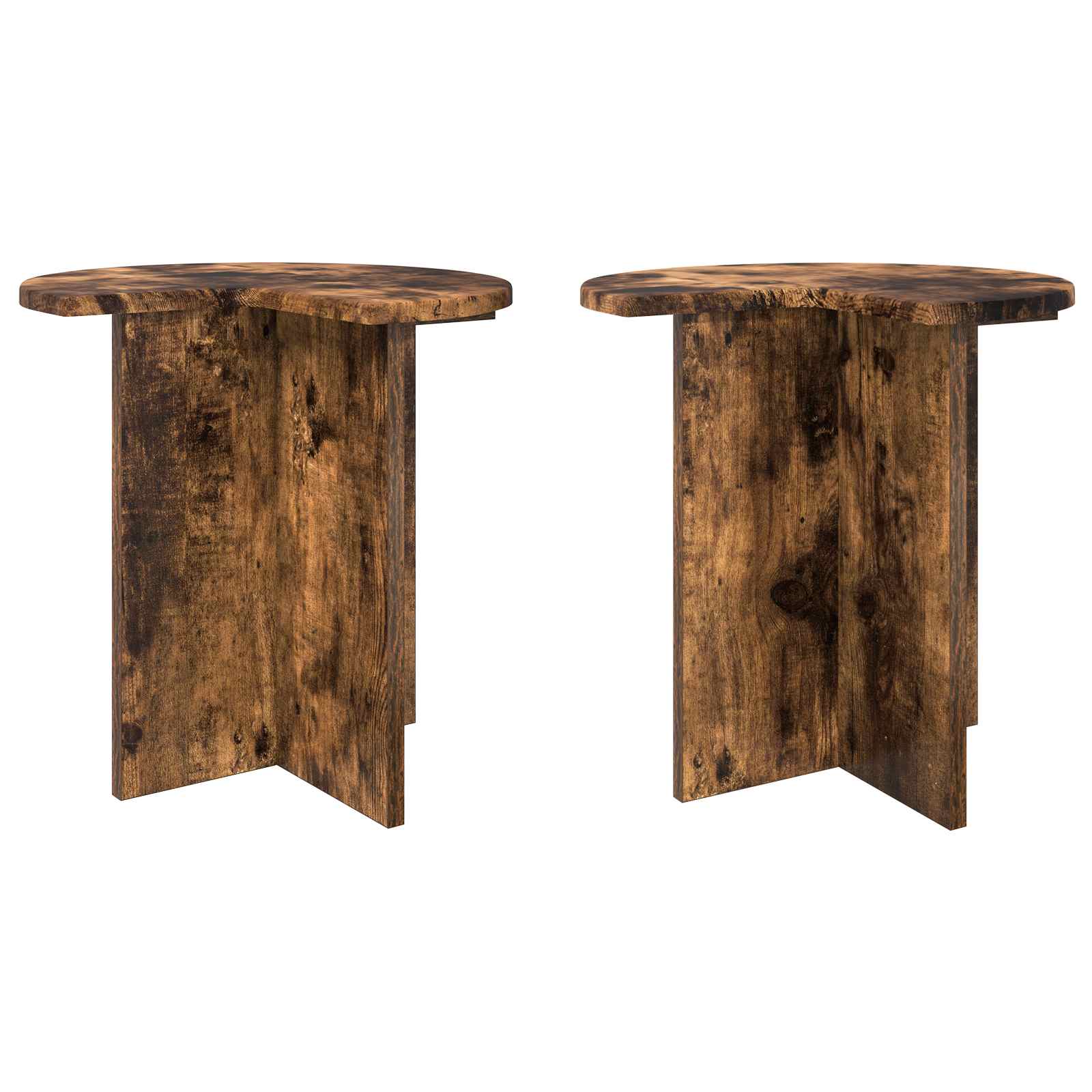 vidaXL Stolik boczny z przechowywaniem 2 pcs Dąb wędzony Ø 39 x 38 cm