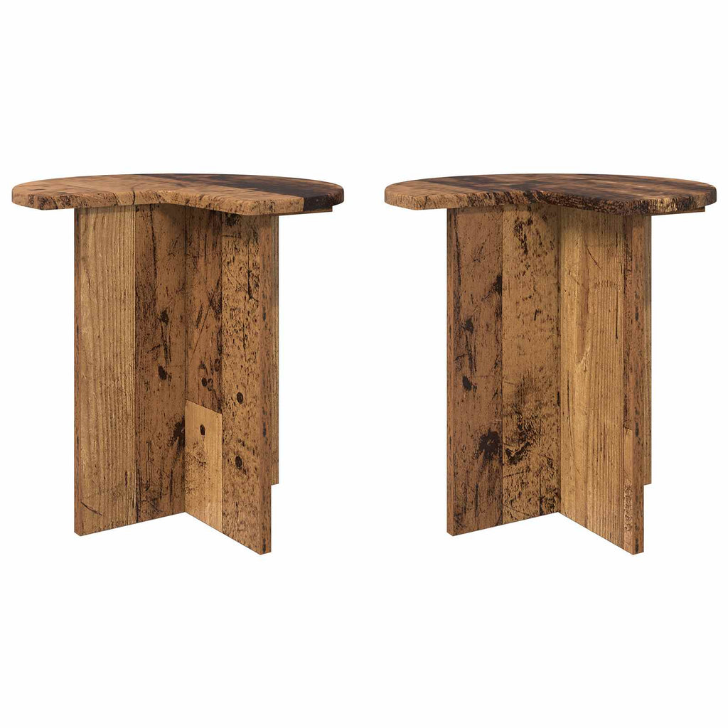 vidaXL Stolik boczny z przechowywaniem 2 pcs Stare drewno Ø 39 x 38 cm