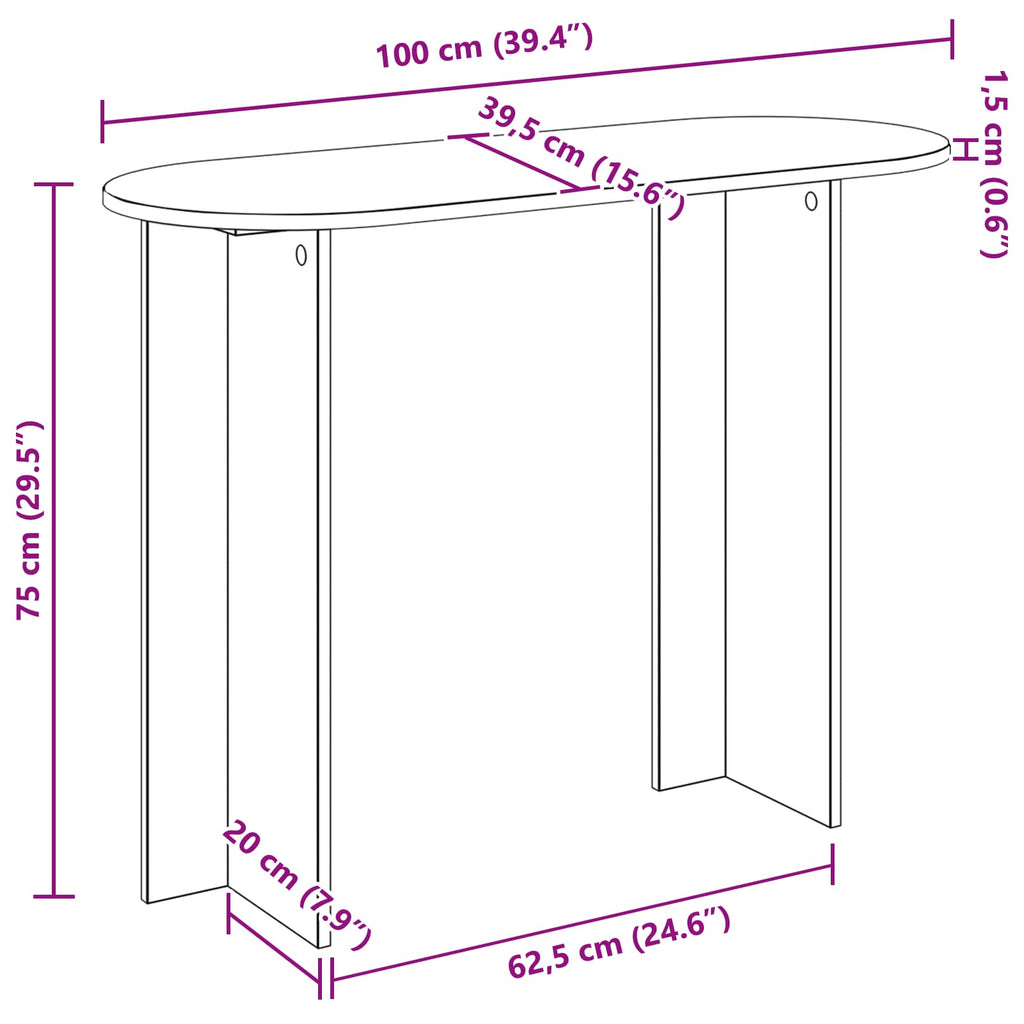 vidaXL Konsola Czarny dąb 100 x 39,5 x 75 cm Drewno inżynieryjne
