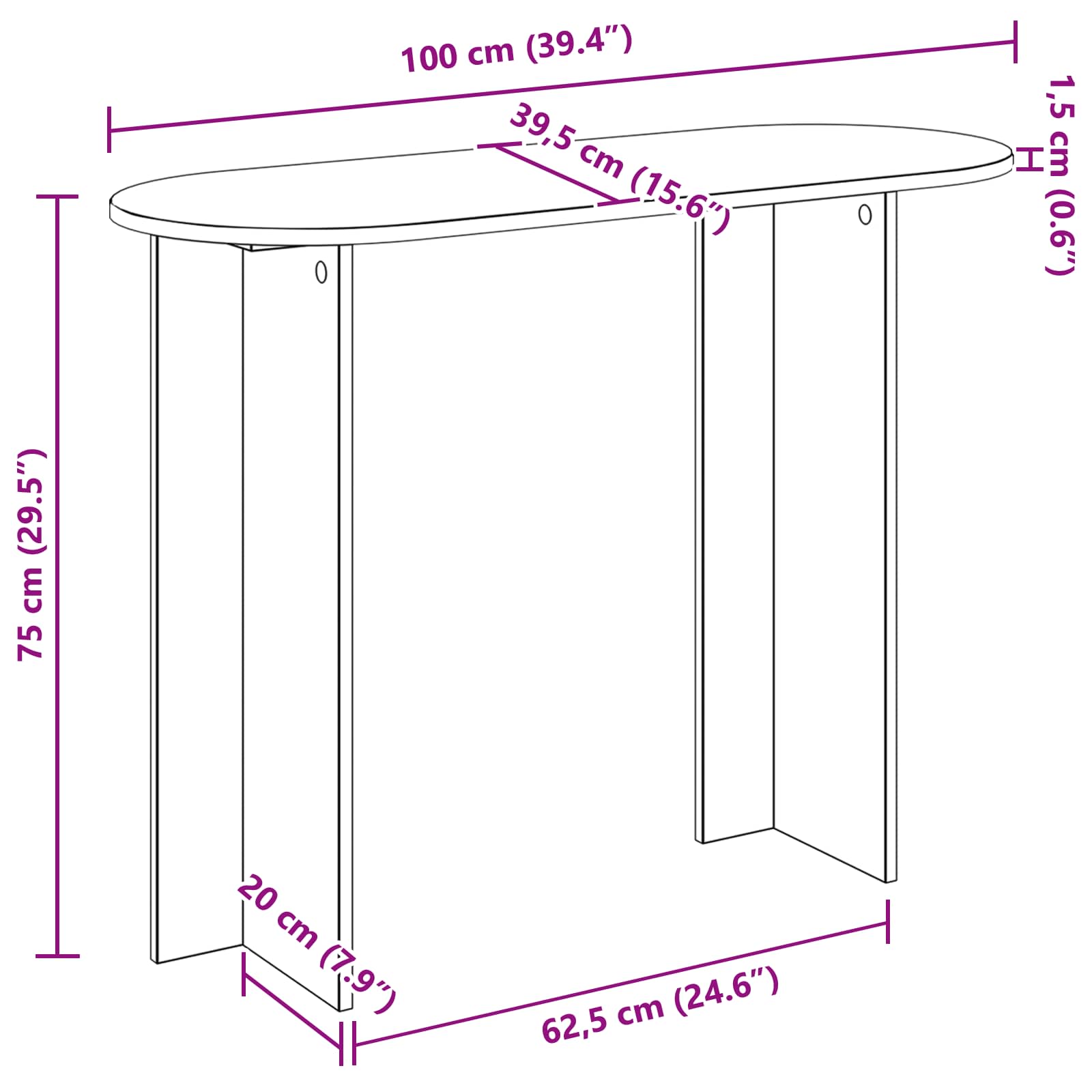 vidaXL Konsola dąb Sonoma 100 x 39,5 x 75 cm Drewno inżynieryjne