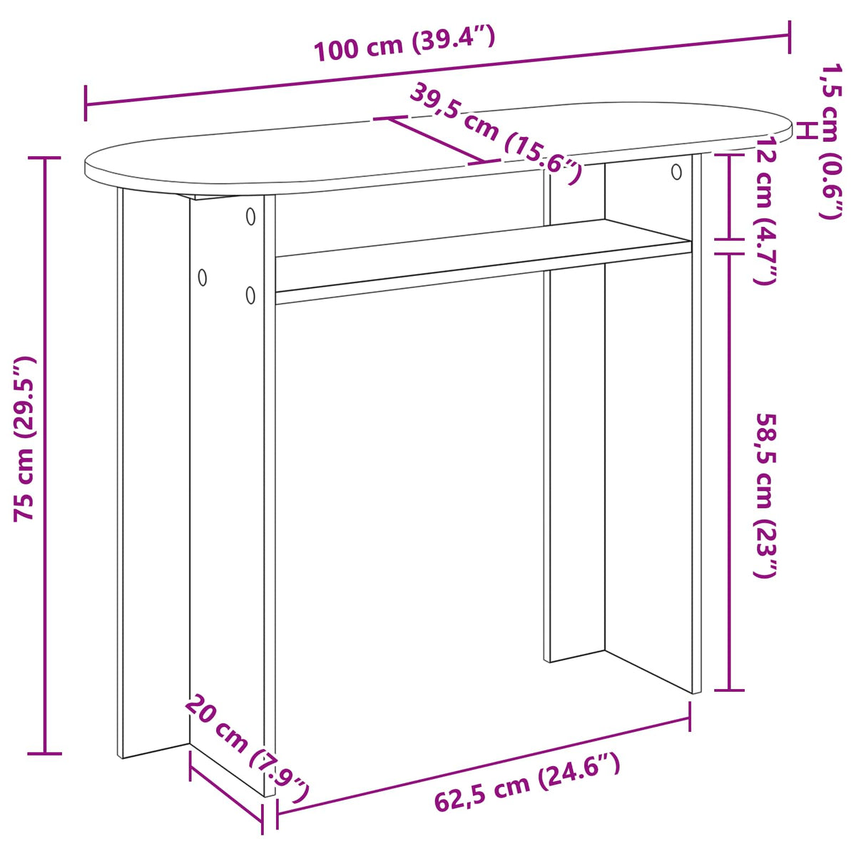vidaXL Konsola Stare drewno 100 x 39,5 x 75 cm Drewno inżynieryjne