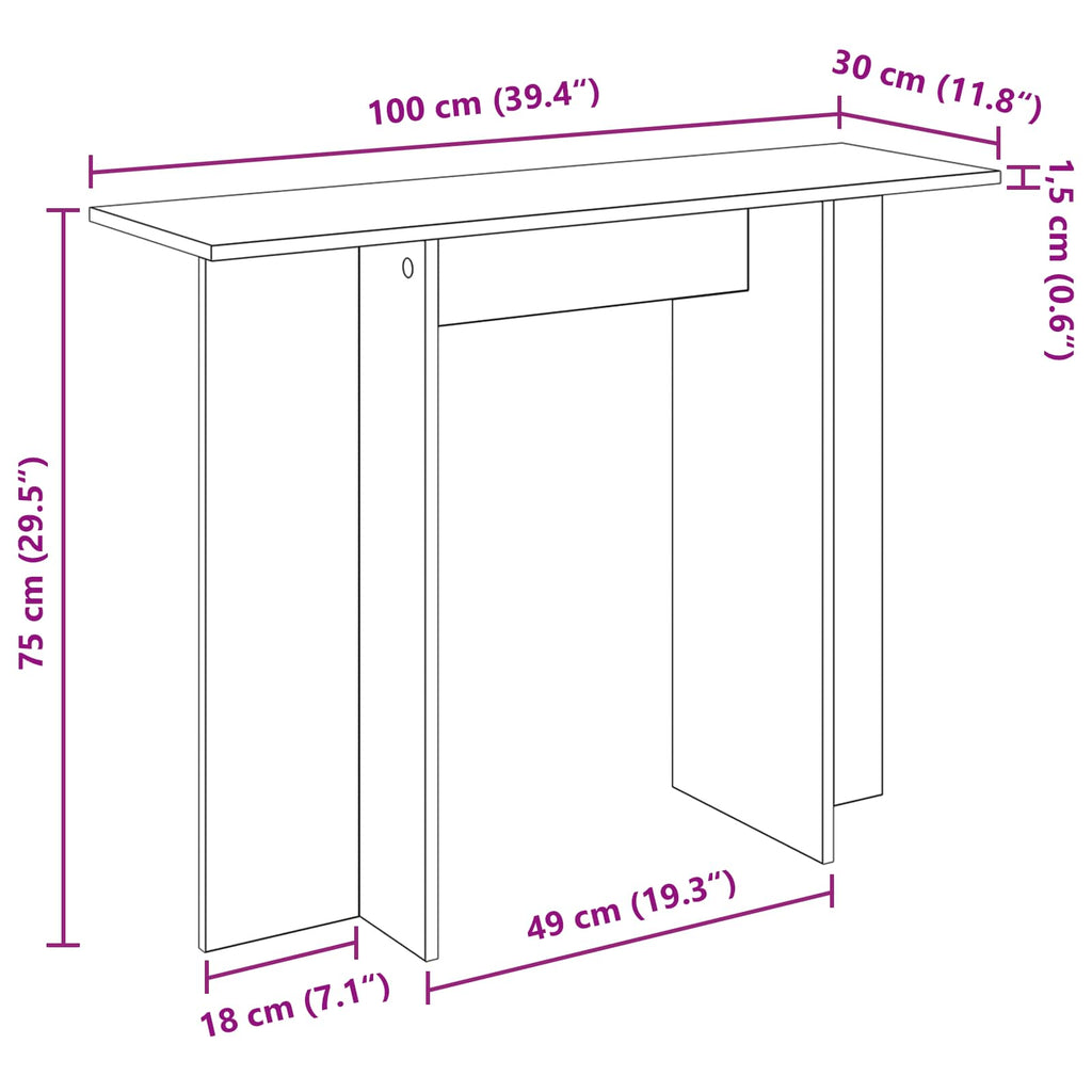 vidaXL Konsola Szary Sonoma 100 x 30 x 75 cm Drewno inżynieryjne