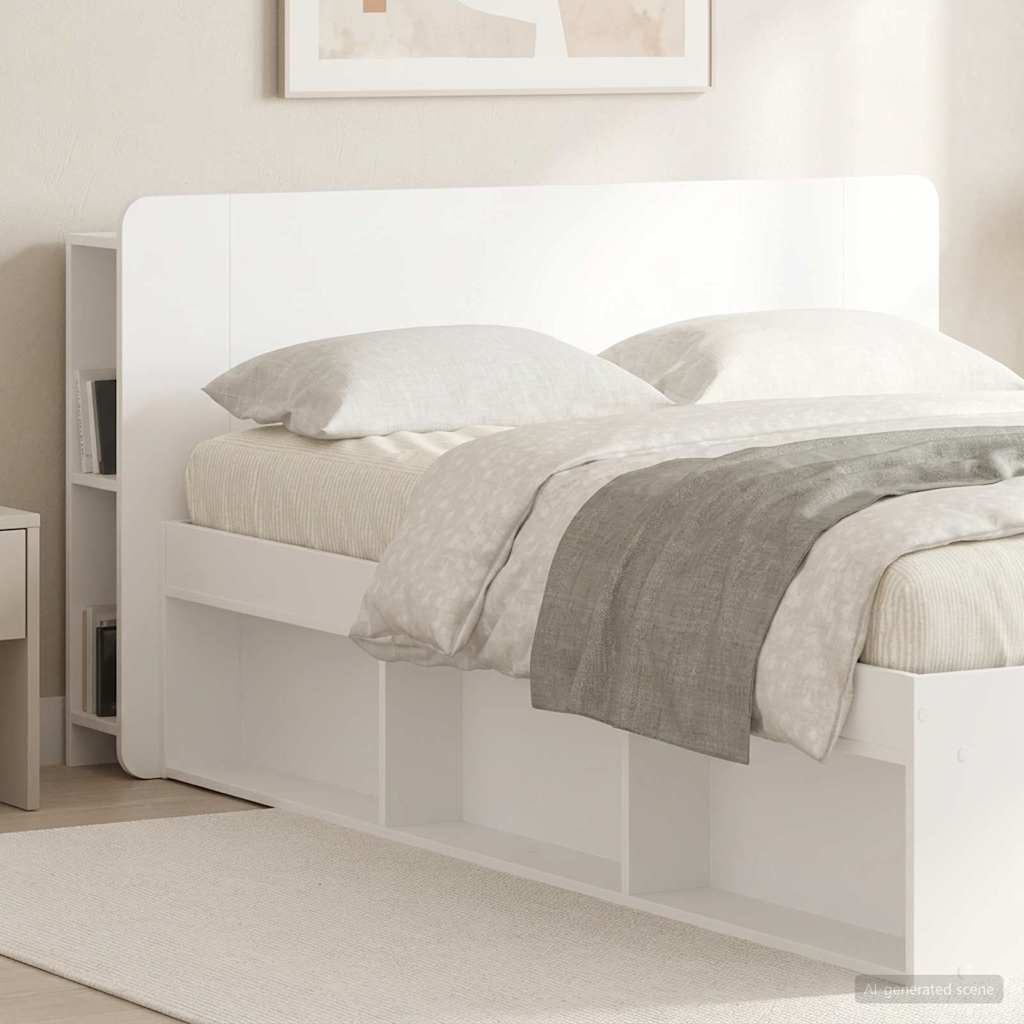 vidaXL Szafka z zagłówkiem z przechowywaniem Biały 135 x 18,5 x 80 cm