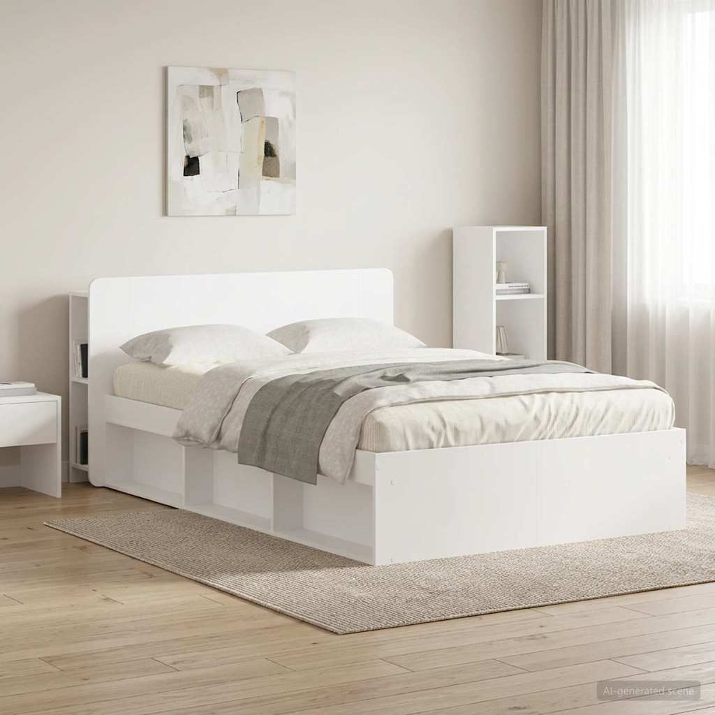 vidaXL Szafka z zagłówkiem z przechowywaniem Biały 135 x 18,5 x 80 cm
