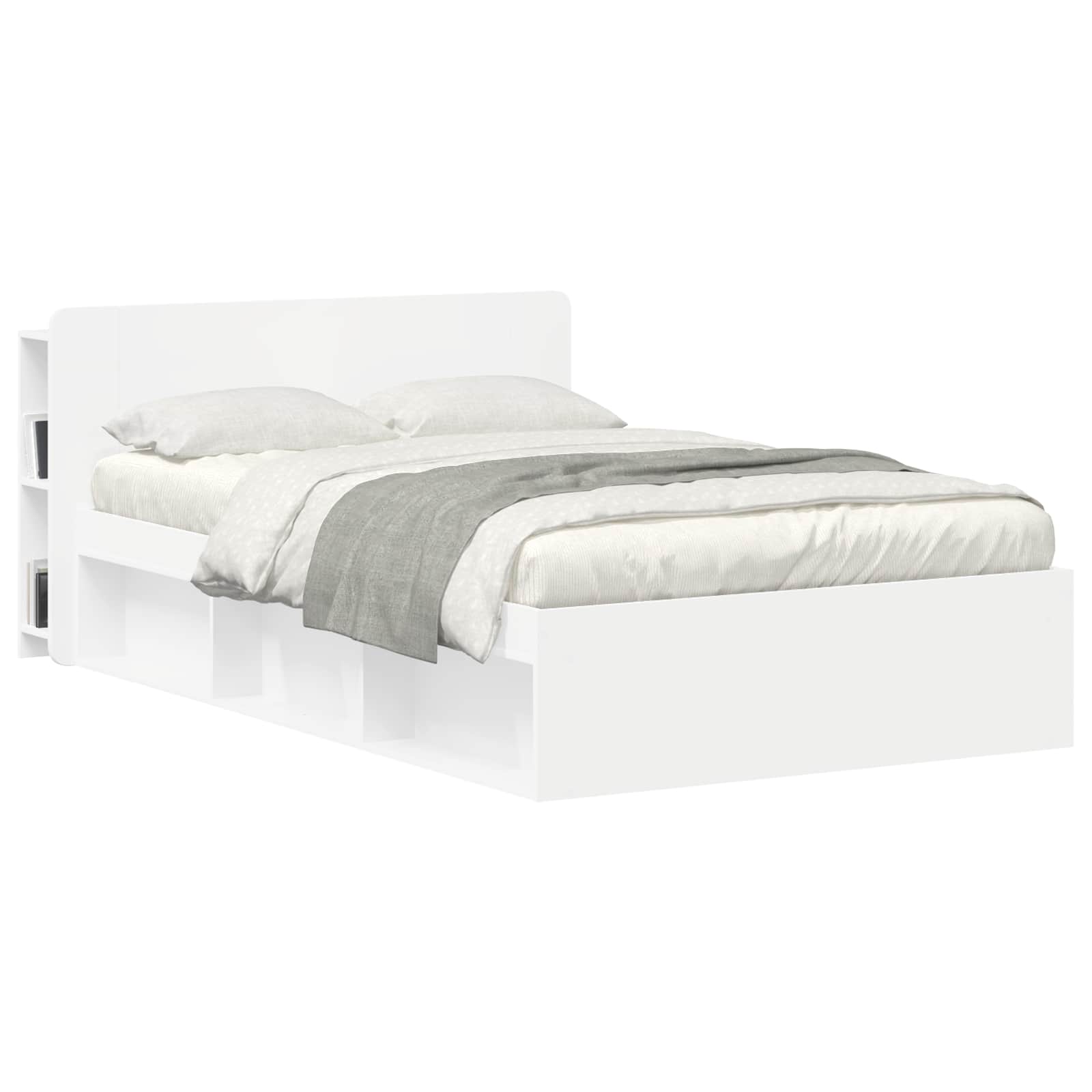 vidaXL Szafka z zagłówkiem z przechowywaniem Biały 135 x 18,5 x 80 cm