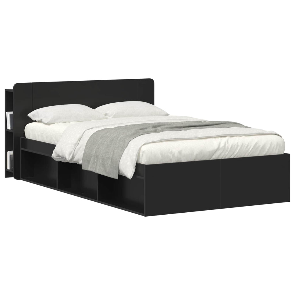 vidaXL Szafka z zagłówkiem z przechowywaniem Czarny 135 x 18,5 x 80 cm