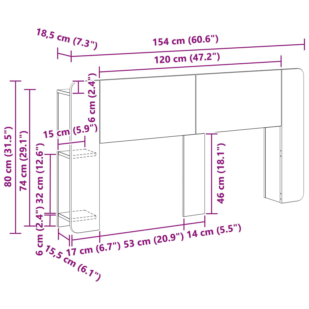 vidaXL Szafka z zagłówkiem Dąb artisan 140 cm Drewno inżynieryjne