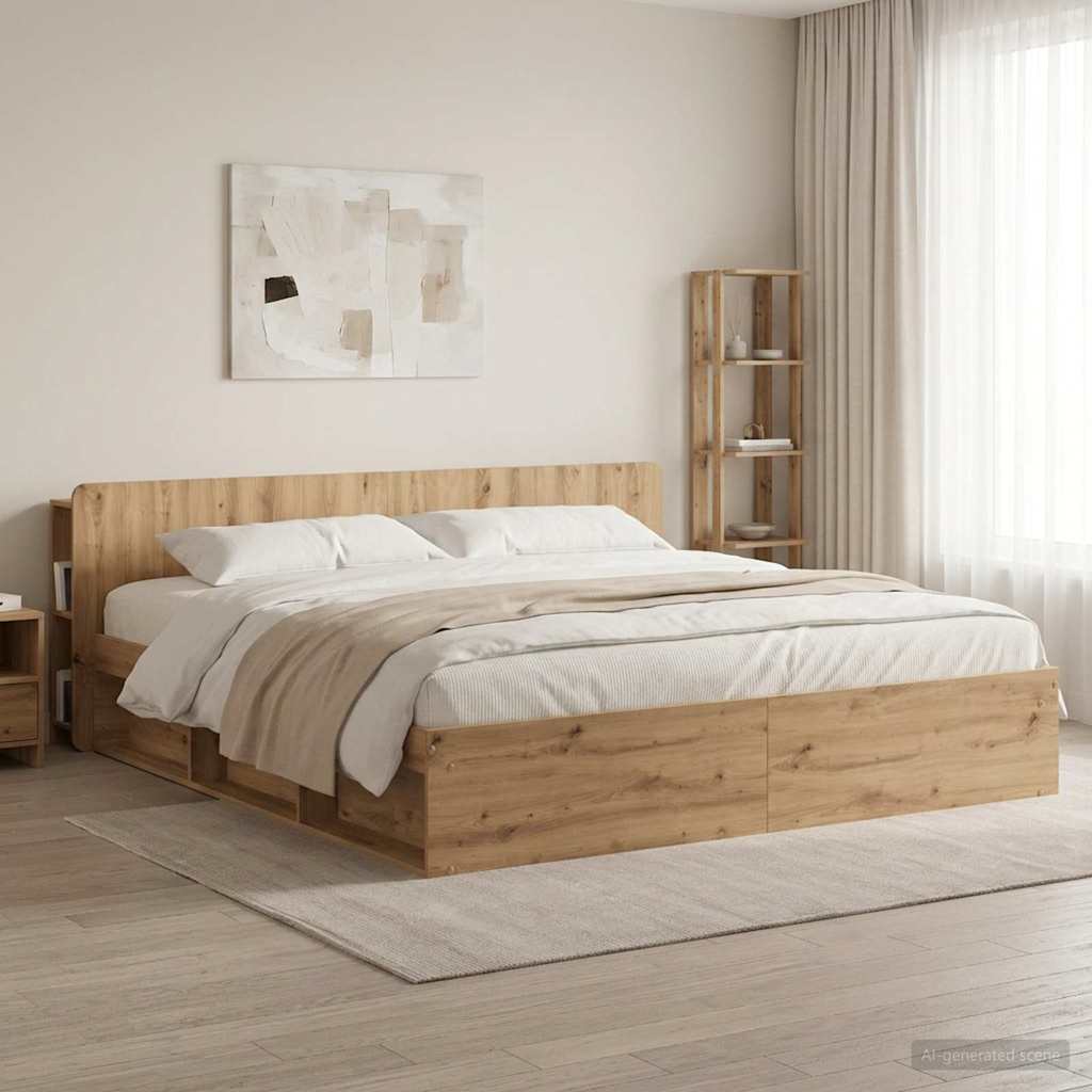 vidaXL Szafka z zagłówkiem Dąb artisan 180 cm Drewno inżynieryjne