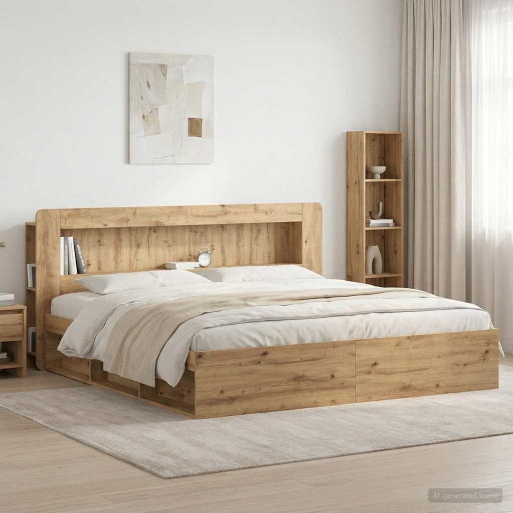 vidaXL Szafka z zagłówkiem Dąb artisan 200 cm Drewno inżynieryjne