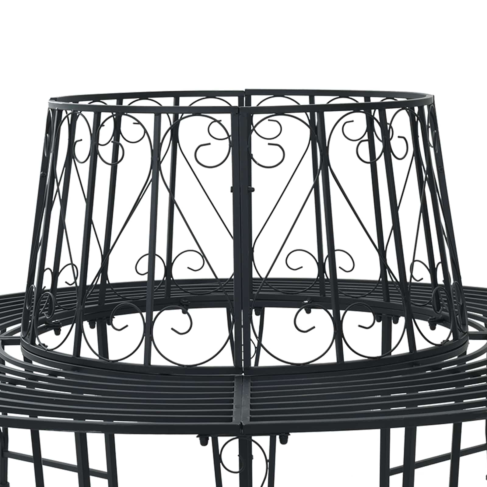 vidaXL Ławka Drzewna Ø 160 x 89 cm Stal Czarny Okrągły