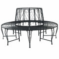 vidaXL Ławka Drzewna Ø 160 x 89 cm Stal Czarny Okrągły