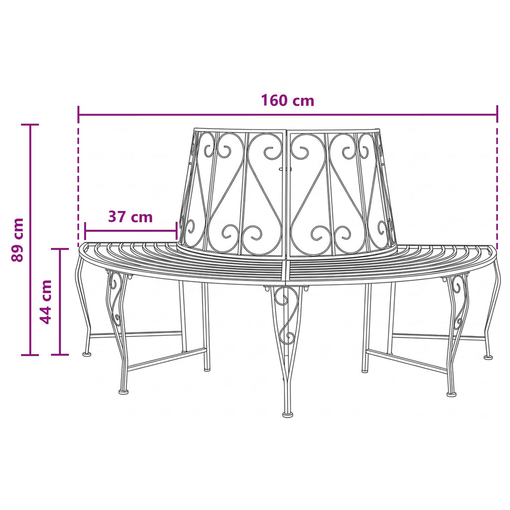 vidaXL Ławka Drzewna 4-Liczba miejsc 160 x 80 x 89 cm Stal Czarny