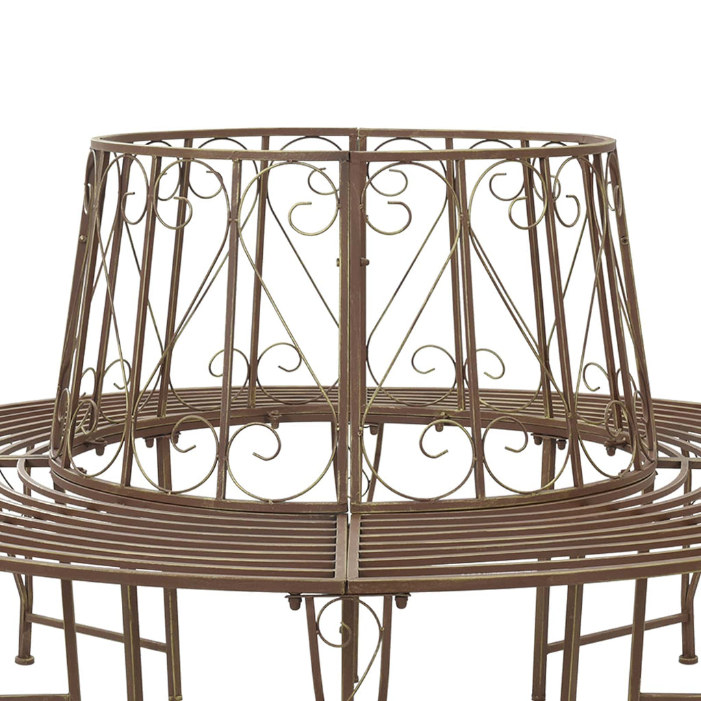 vidaXL Ławka Drzewna 8-Liczba miejsc Ø 160 x 89 cm Stal Antyk Brązowy