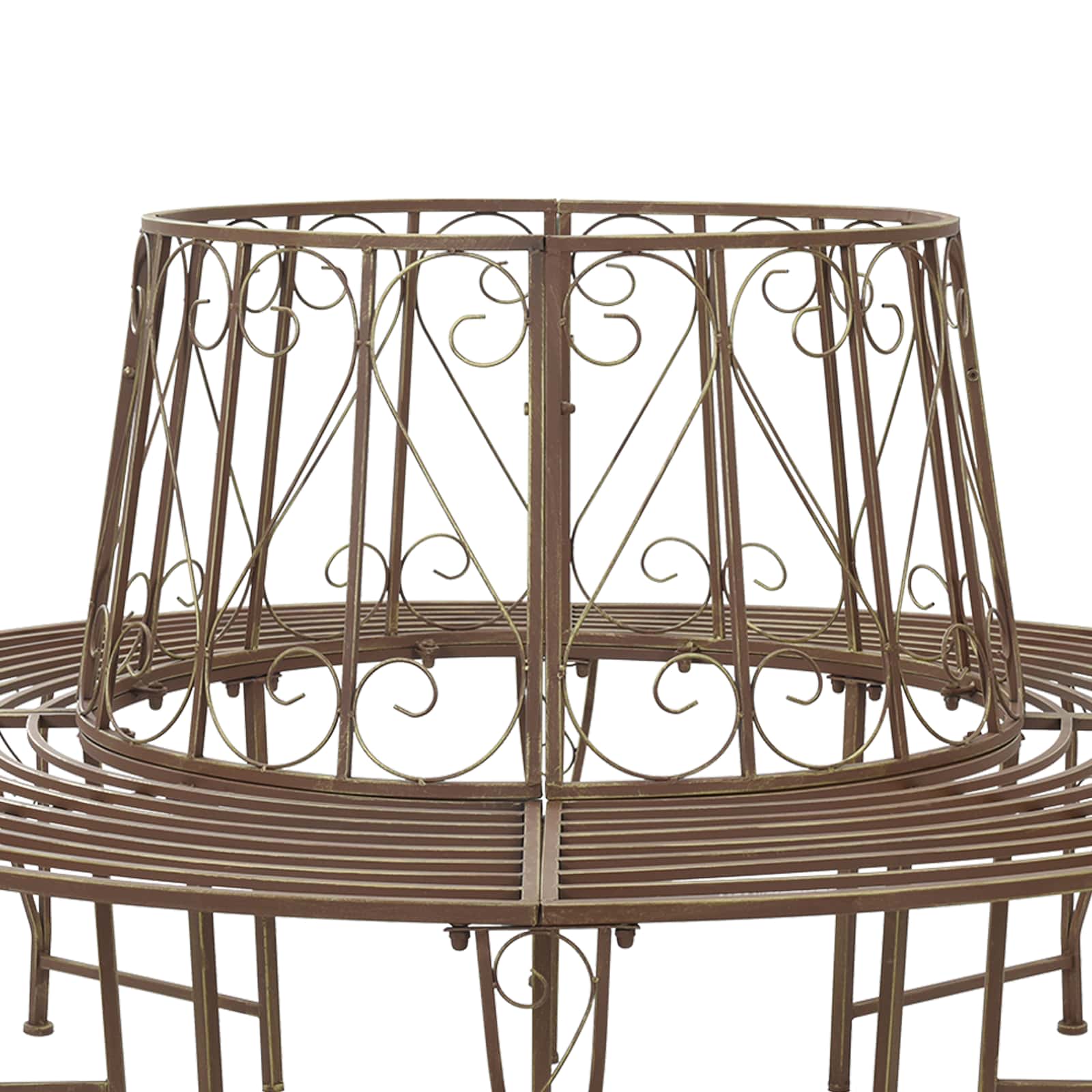 vidaXL Ławka Drzewna 8-Liczba miejsc Ø 160 x 89 cm Stal Antyk Brązowy