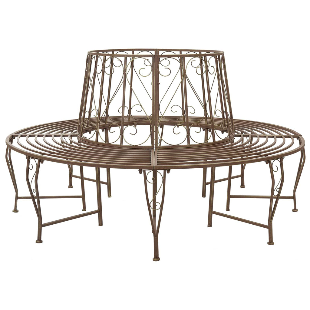 vidaXL Ławka Drzewna 8-Liczba miejsc Ø 160 x 89 cm Stal Antyk Brązowy