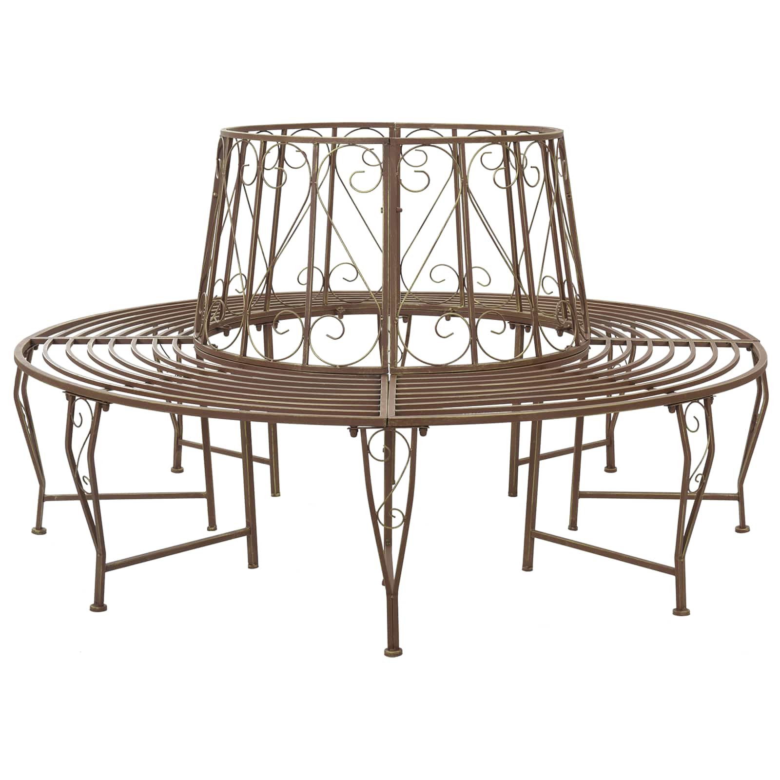 vidaXL Ławka Drzewna 8-Liczba miejsc Ø 160 x 89 cm Stal Antyk Brązowy