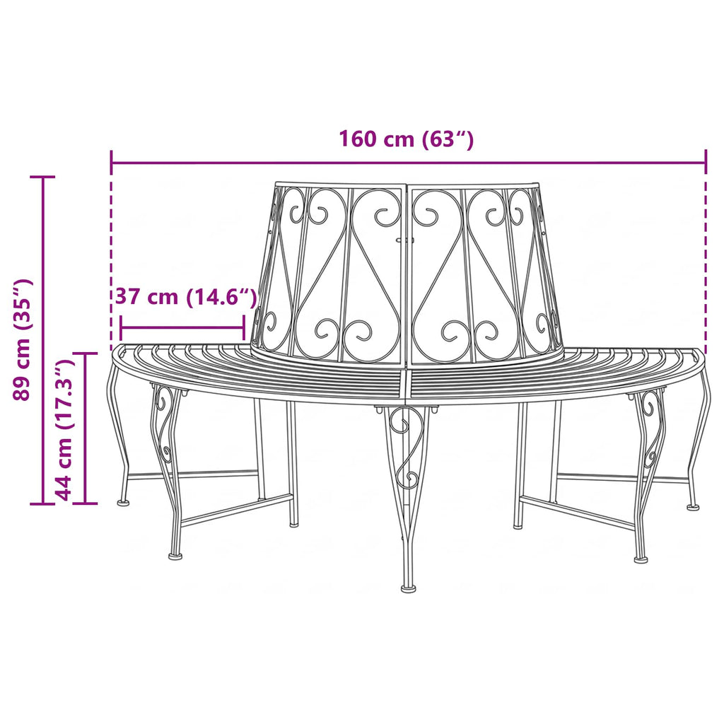 vidaXL Ławka Drzewna 4-Liczba miejsc 160 x 80 x 89 cm Stal