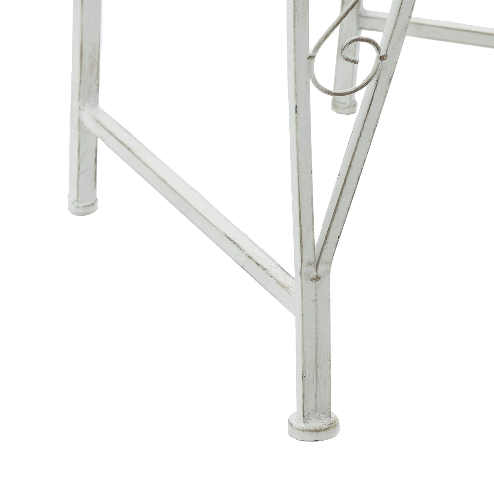 vidaXL Ławka Drzewna 8-Liczba miejsc Ø 160 x 89 cm Stal Antyczna biel