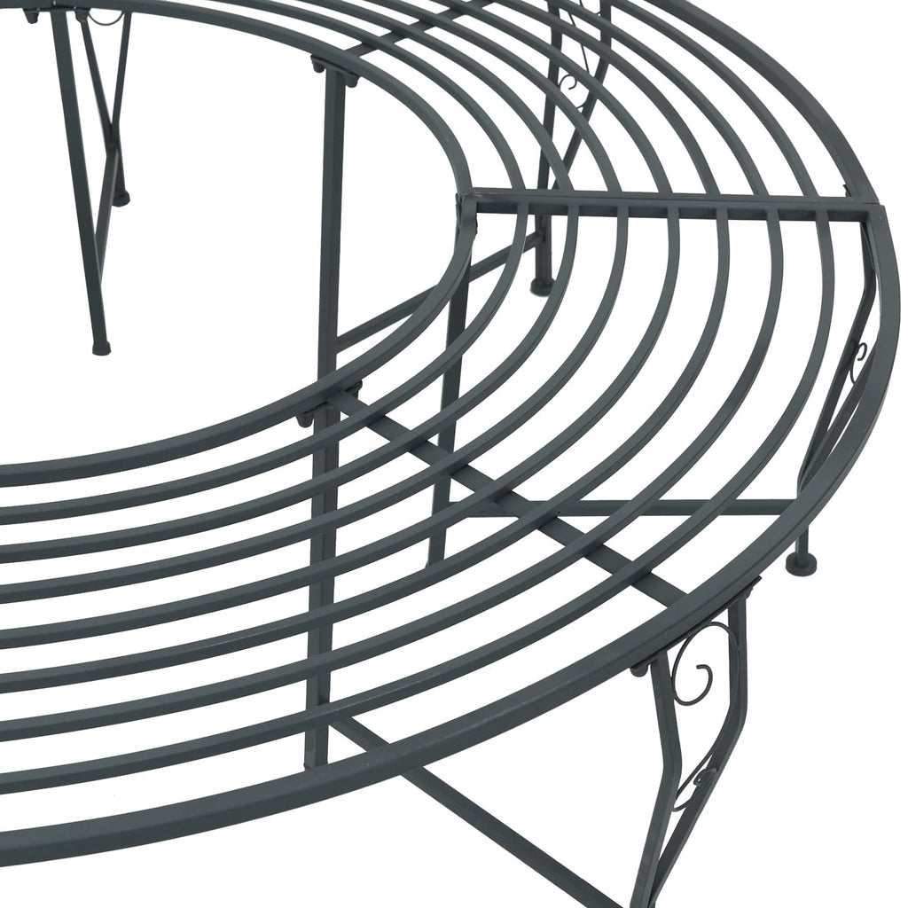 vidaXL Ławka Drzewna 8-Liczba miejsc Ø 160 x 44 cm Stal Srebrnoszary