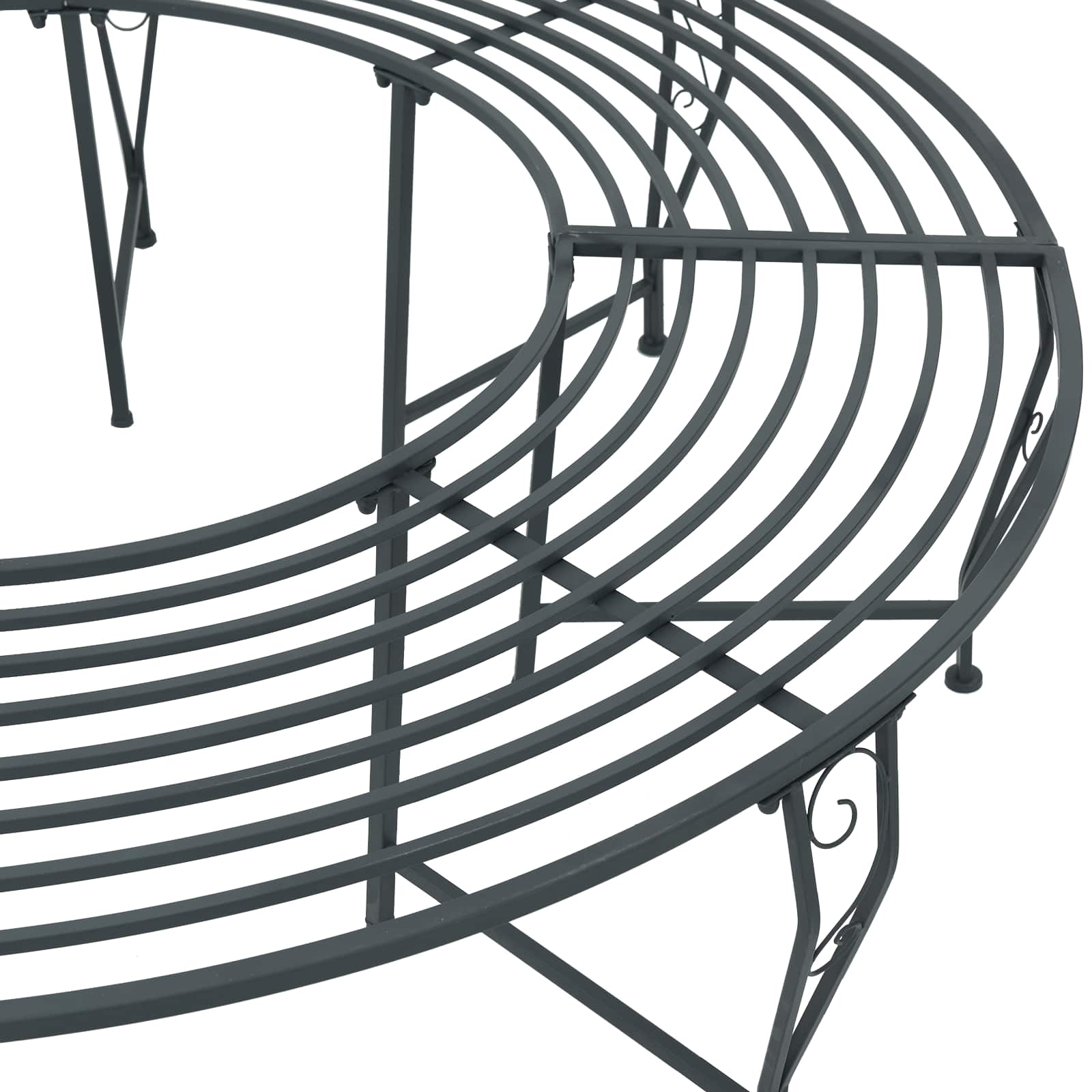 vidaXL Ławka Drzewna 8-Liczba miejsc Ø 160 x 44 cm Stal Srebrnoszary
