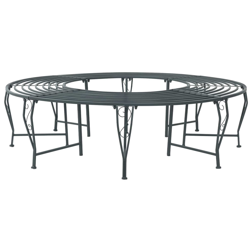 vidaXL Ławka Drzewna 8-Liczba miejsc Ø 160 x 44 cm Stal Srebrnoszary