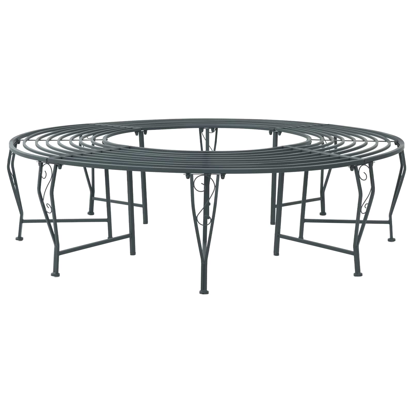 vidaXL Ławka Drzewna 8-Liczba miejsc Ø 160 x 44 cm Stal Srebrnoszary