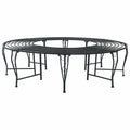 vidaXL Ławka Drzewna 8-Liczba miejsc Ø 160 x 44 cm Stal Czarny Okrągły