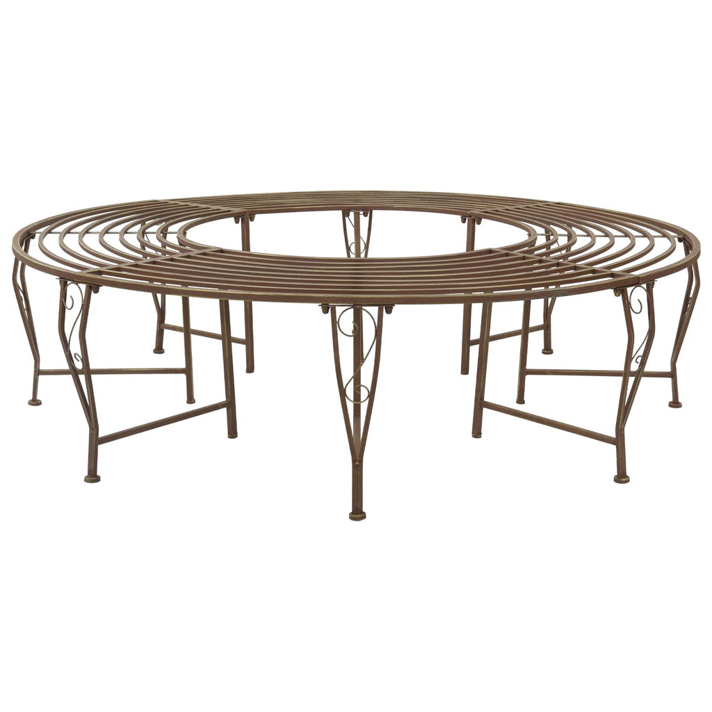 vidaXL Ławka Drzewna 8-Liczba miejsc Ø 160 x 44 cm Stal Antyk Brązowy