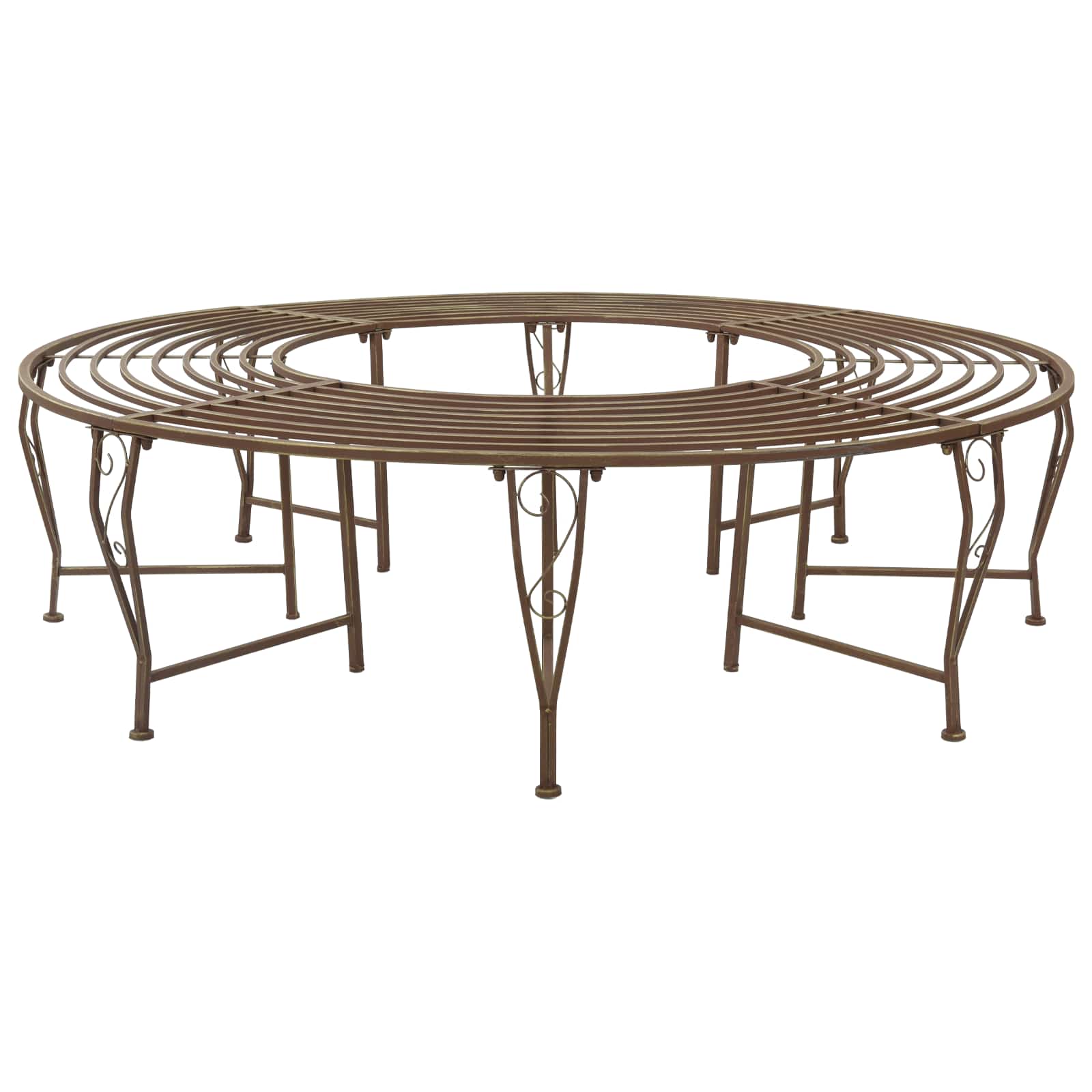 vidaXL Ławka Drzewna 8-Liczba miejsc Ø 160 x 44 cm Stal Antyk Brązowy