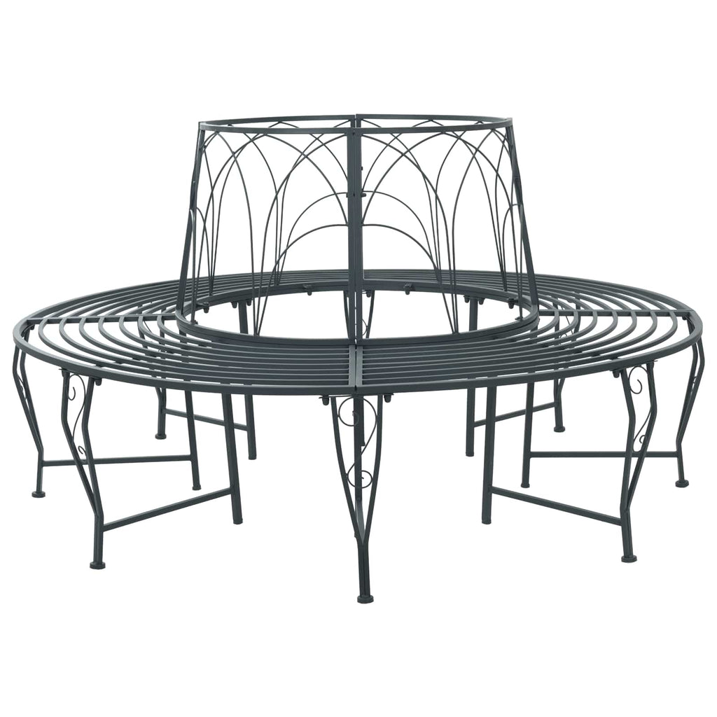 vidaXL Ławka Drzewna 8-Liczba miejsc Ø 160 x 89 cm Stal Srebrnoszary