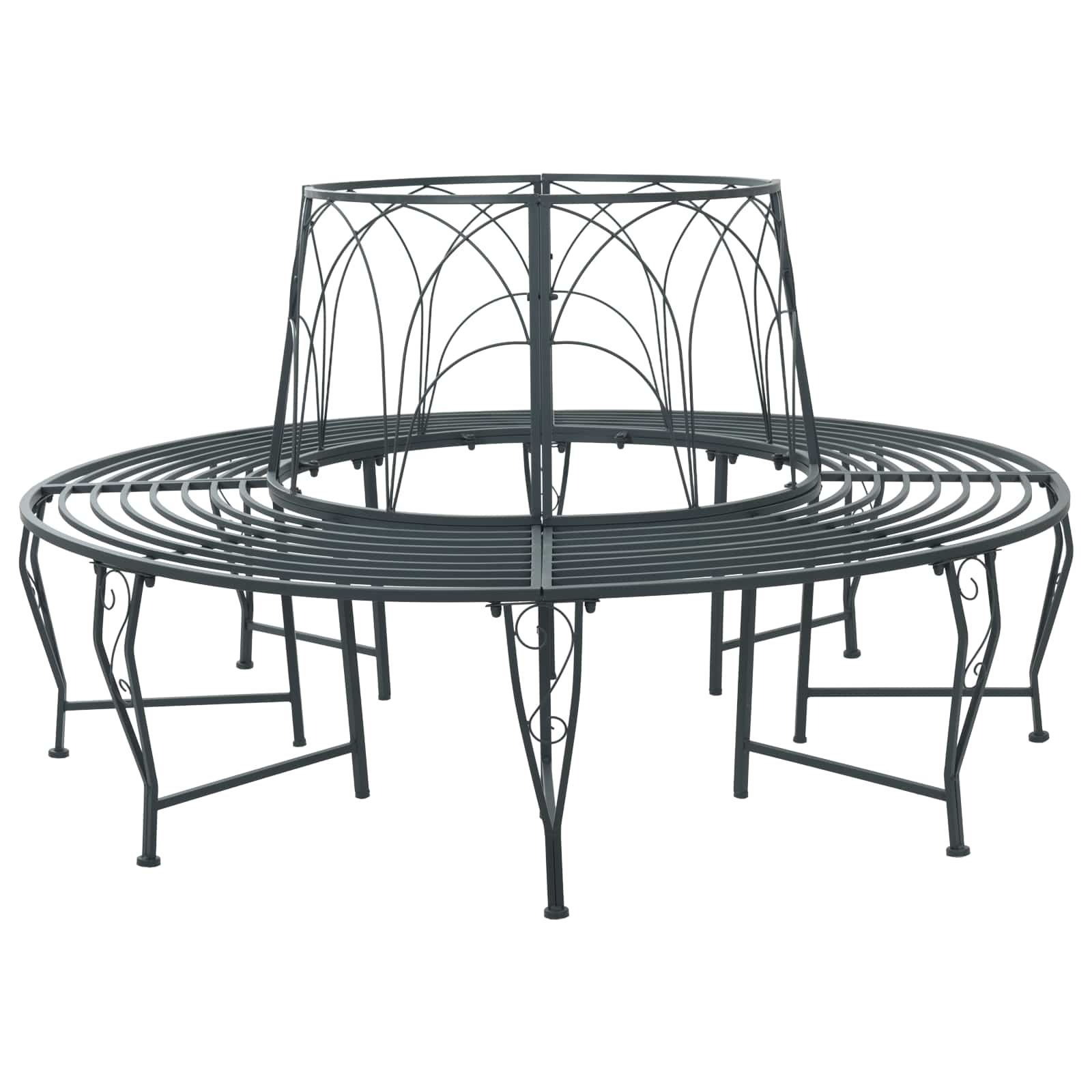 vidaXL Ławka Drzewna 8-Liczba miejsc Ø 160 x 89 cm Stal Srebrnoszary