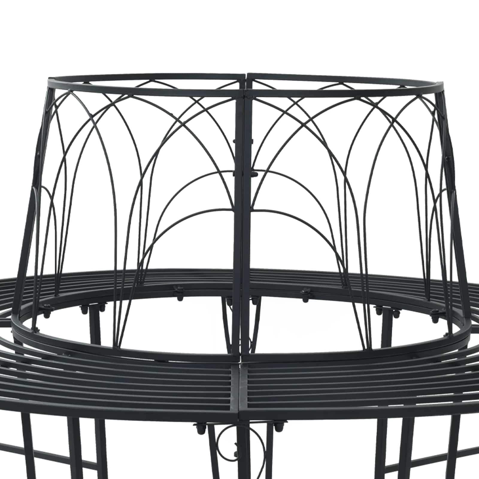 vidaXL Ławka Drzewna 8-Liczba miejsc Ø 160 x 89 cm Stal Czarny Okrągły