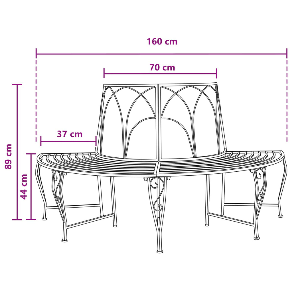 vidaXL Ławka Drzewna 4-Liczba miejsc 160 x 80 x 89 cm Stal