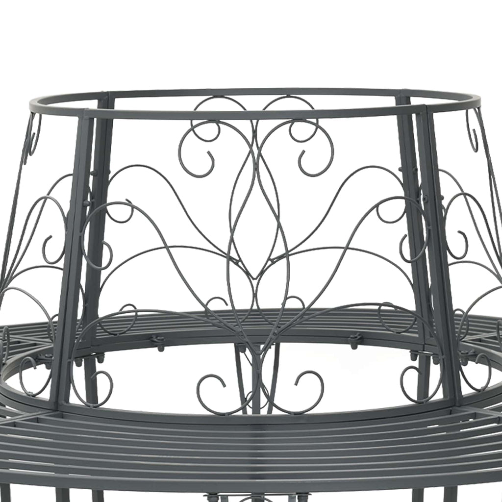 vidaXL Ławka Drzewna 8-Liczba miejsc Ø 160 x 89 cm Stal Srebrnoszary