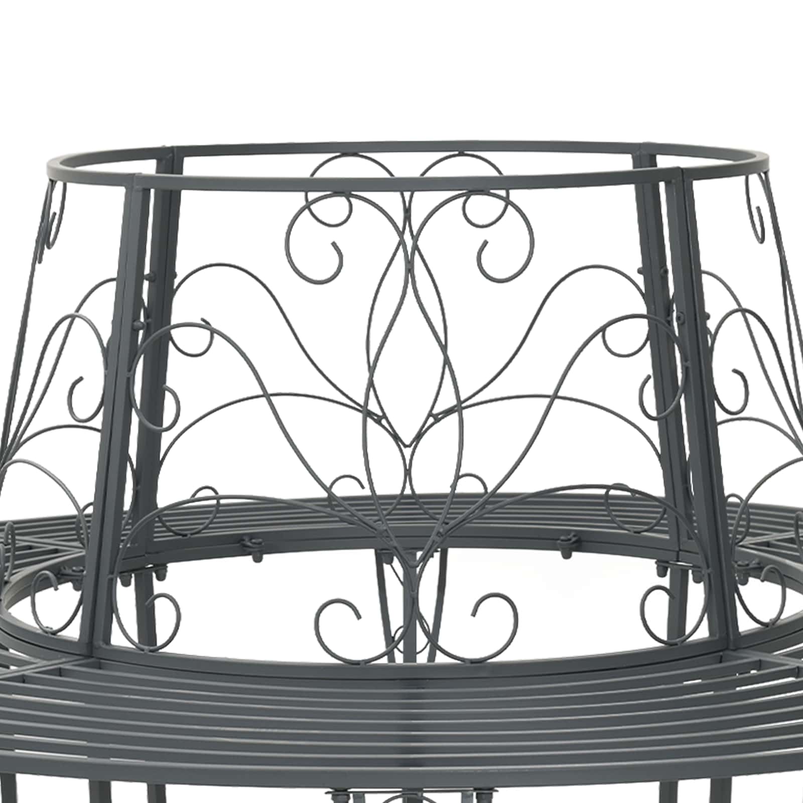 vidaXL Ławka Drzewna 8-Liczba miejsc Ø 160 x 89 cm Stal Srebrnoszary