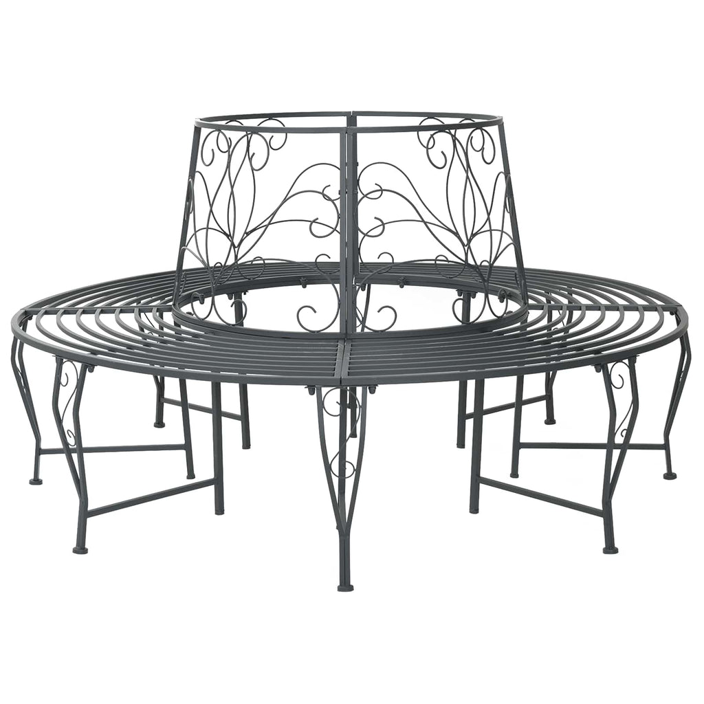 vidaXL Ławka Drzewna 8-Liczba miejsc Ø 160 x 89 cm Stal Srebrnoszary