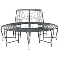 vidaXL Ławka Drzewna 8-Liczba miejsc Ø 160 x 89 cm Stal Srebrnoszary