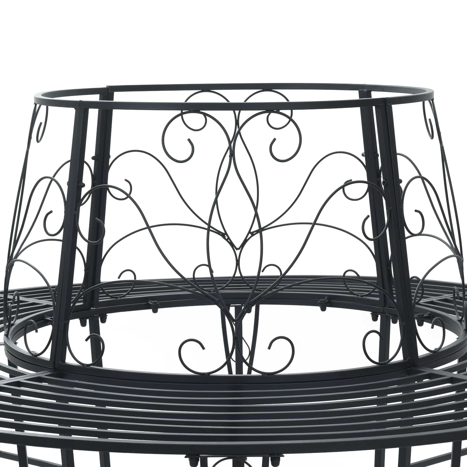 vidaXL Ławka Drzewna 8-Liczba miejsc Ø 160 x 89 cm Stal Czarny Okrągły