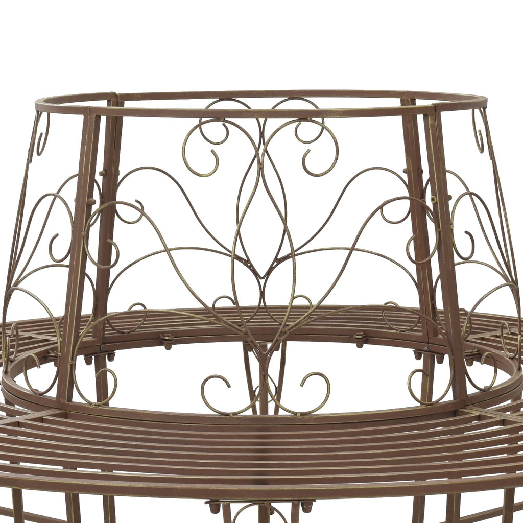 vidaXL Ławka Drzewna 8-Liczba miejsc Ø 160 x 89 cm Stal Antyk Brązowy