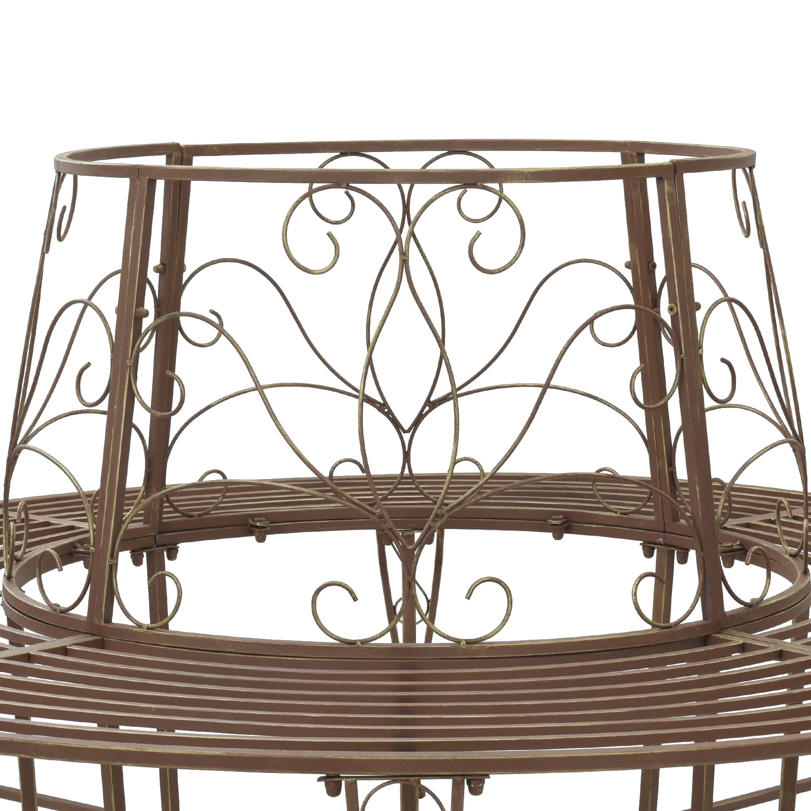 vidaXL Ławka Drzewna 8-Liczba miejsc Ø 160 x 89 cm Stal Antyk Brązowy